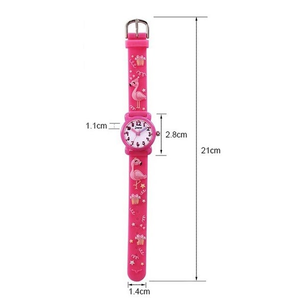 3D Cartoon Flamingo Waterproof Childrens Watch -Blue Carousel 2