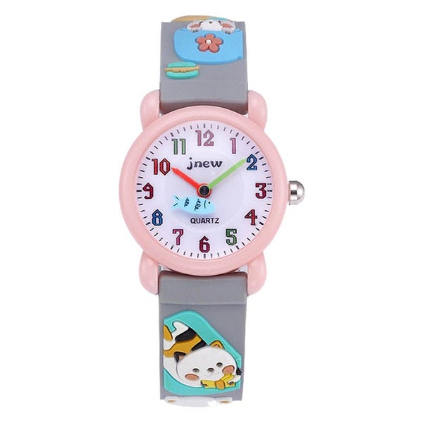 3D Cartoon Cute Cat Waterproof Childrens Watch -Grey Carousel 1