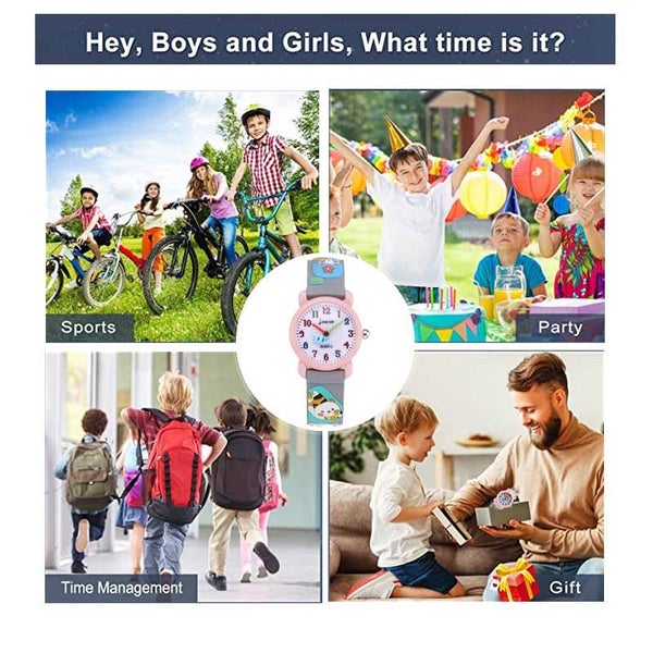 3D Cartoon Cute Cat Waterproof Childrens Watch -Grey Carousel 6