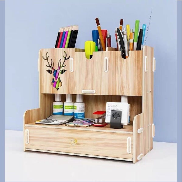 Brand New Desk Table Organizer Wood Pen Organizer Stationary *Clearance* Carousel 2