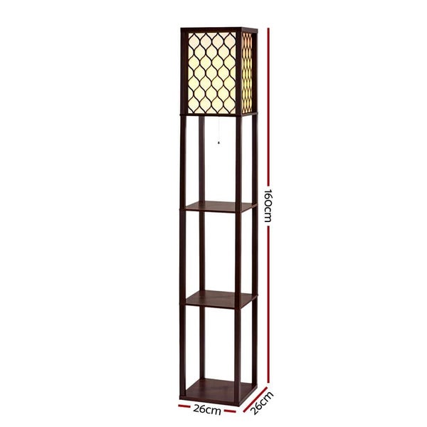 Goslash Picks Artiss Floor Lamp Led Storage Shelf Standing Vintage Wood Light...64235375870721111