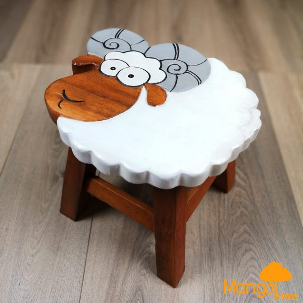 Kids Wooden Stool Ram MANGO TREES Children Chair Toldder Step Stool Carousel 1