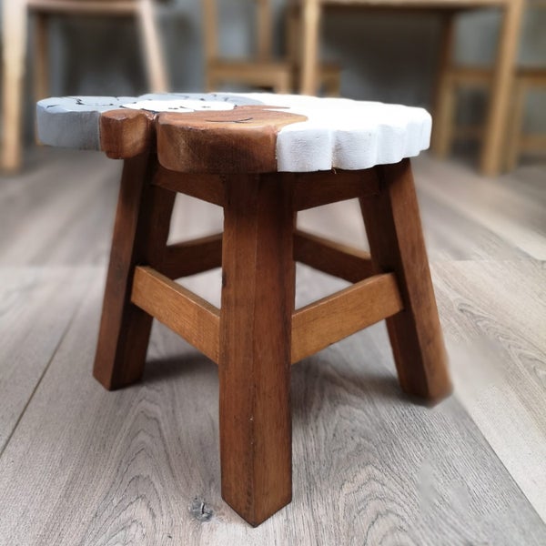 Kids Wooden Stool Ram MANGO TREES Children Chair Toldder Step Stool Carousel 2