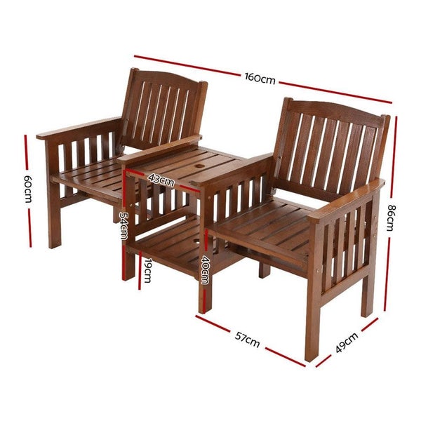 Gardeon Garden Bench Chair Table Loveseat Wooden Outdoor Furniture Patio Park... Carousel 2