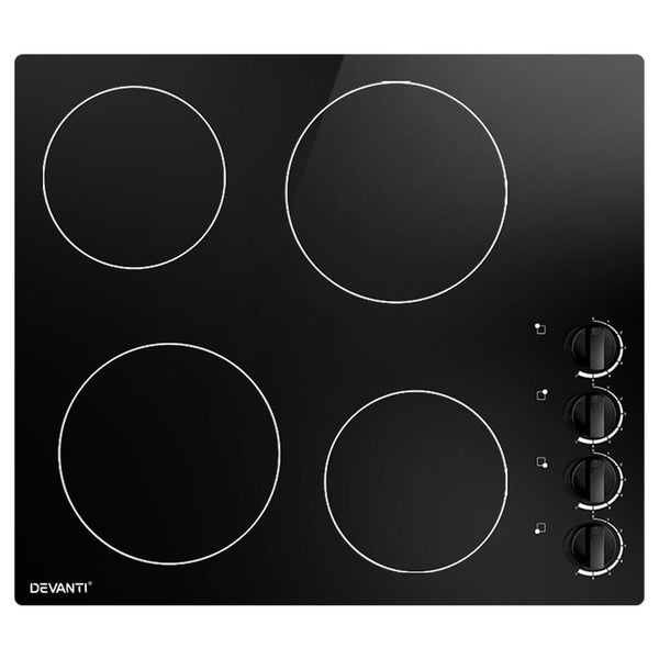 Devanti Ceramic Cooktop 60cm Electric Kitchen Burner Cooker 4 Zone Knobs Control Carousel 1