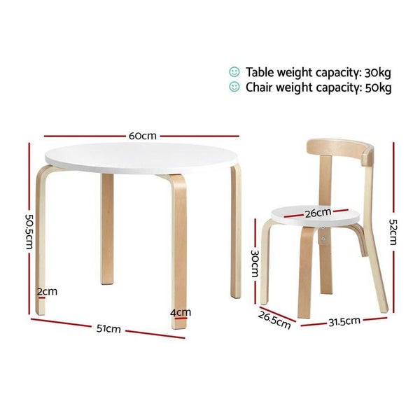 Keezi Nordic Kids Table Chair Set 3pc Desk Activity Study Play Children Modern Carousel 2