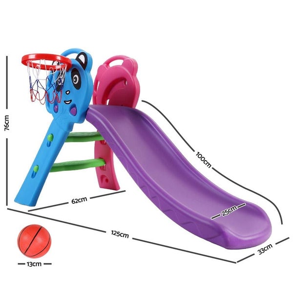 Keezi Kids Slide with Basketball Hoop Outdoor Indoor Playground Toddler Play Carousel 2