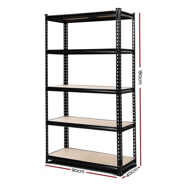 1.8m 5-shelves Steel Warehouse Shelving Racking Garage Storage Rack Black Carousel 2