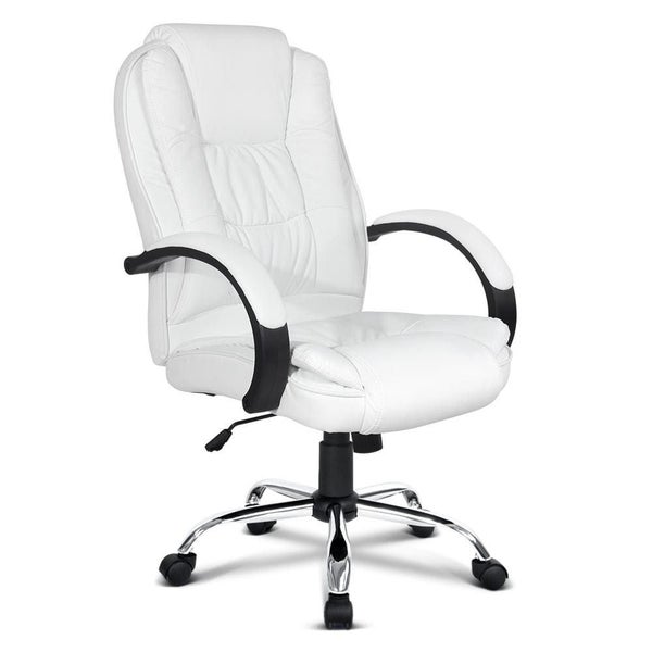 Artiss Office Chair Gaming Computer Chairs Executive Pu Leather Seating White Carousel 1