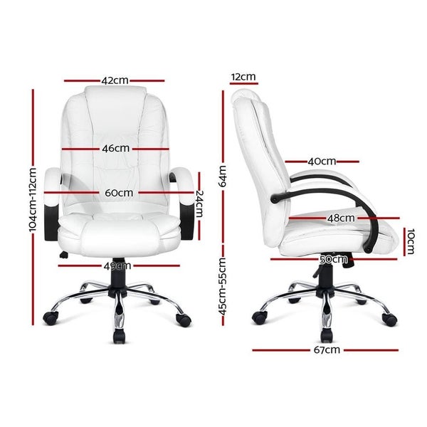 Artiss Office Chair Gaming Computer Chairs Executive Pu Leather Seating White Carousel 2