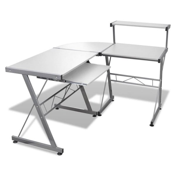 Artiss Corner Metal Pull out Table Desk - White Carousel 1
