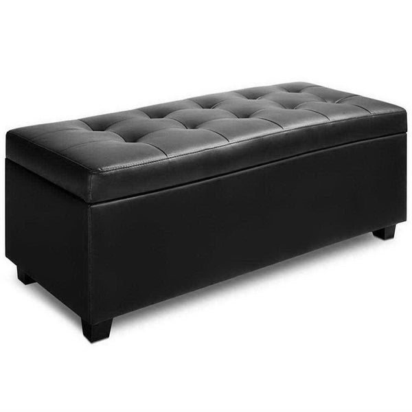 Artiss Pu Leather Storage Ottoman - Black Carousel 1