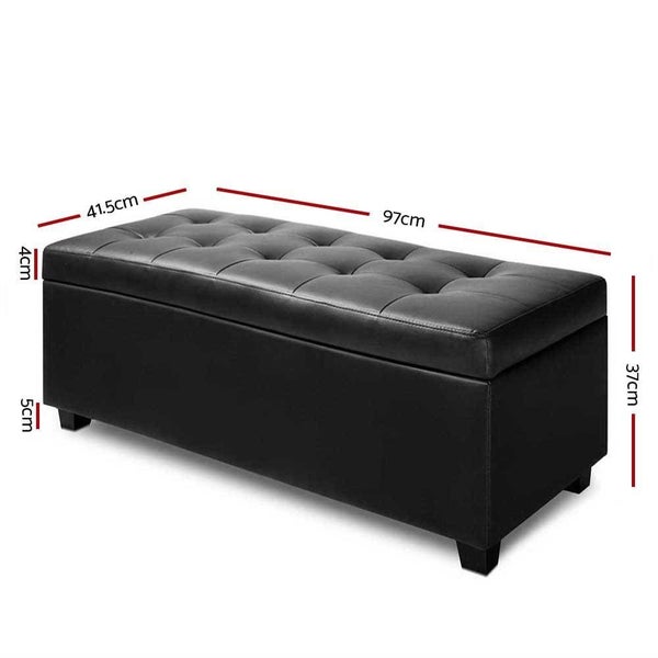 Artiss Pu Leather Storage Ottoman - Black Carousel 2