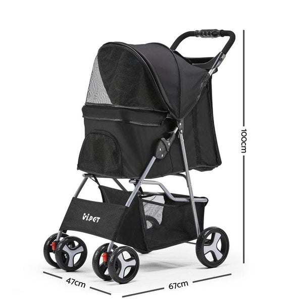 I.pet 4 Wheel Pet Stroller - Black Carousel 2