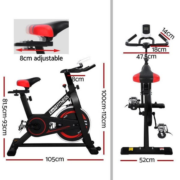 Everfit Spin Exercise Bike Cycling Fitness Commercial Home Workout Gym Black Carousel 2