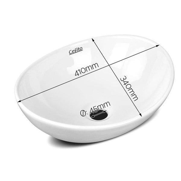 Goslash Picks Cefito Ceramic Oval Sink Bowl - White Carousel 2