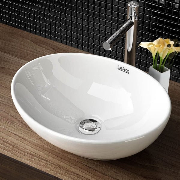 Goslash Picks Cefito Ceramic Oval Sink Bowl - White Carousel 7