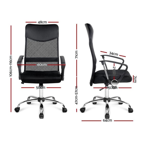 Pu Leather Mesh High Back Office Chair - Black Carousel 2