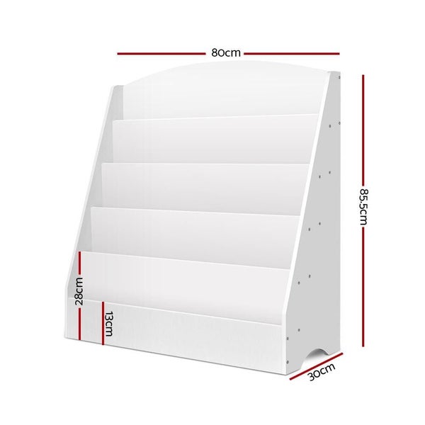 Keezi 5 Tiers Kids Bookshelf Magazine Rack Shelf Organiser Bookcase Display Carousel 2
