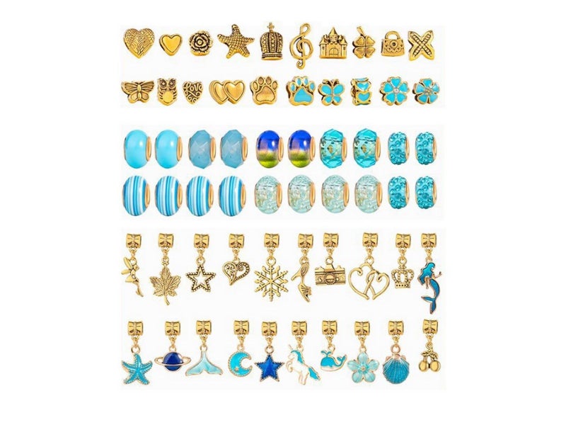 66Pcs DIY Bracelet Making Kit Charm Bracelets Kit Jewellery Crafts Set Blue Carousel 2