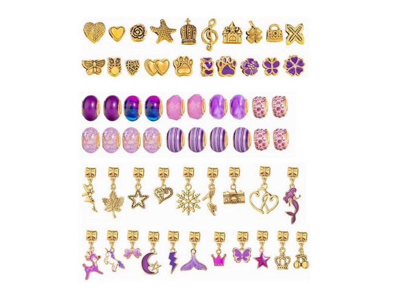 66Pcs DIY Bracelet Making Kit Charm Bracelets Kit Jewellery Crafts Set Purple Carousel 2
