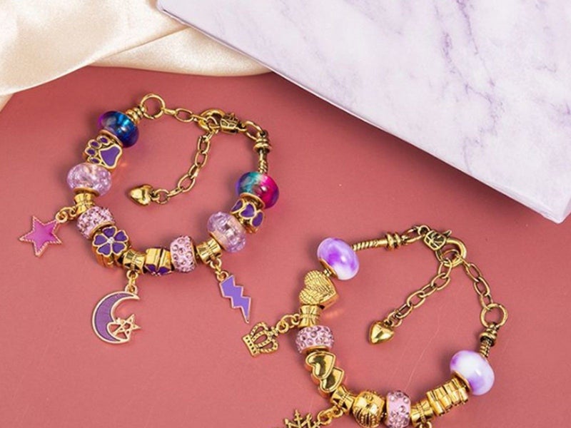 66Pcs DIY Bracelet Making Kit Charm Bracelets Kit Jewellery Crafts Set Purple Carousel 3