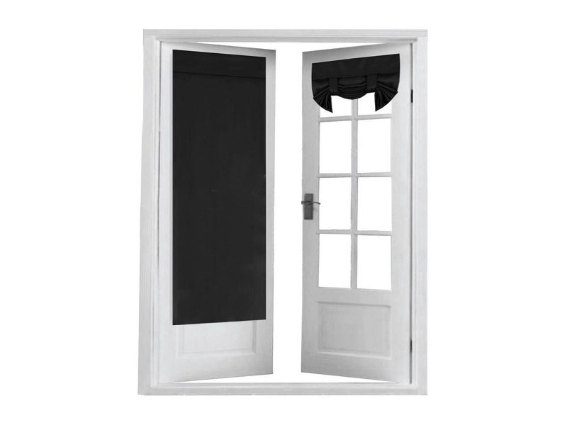 Pair of Self Adhesive Privacy Door Curtains Thermal Window Curtain Panel Black Carousel 1