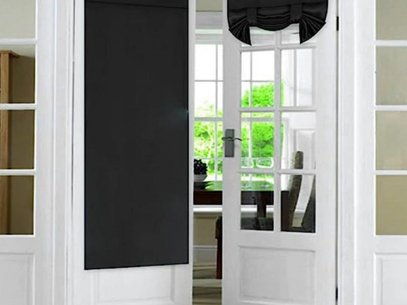 Pair of Self Adhesive Privacy Door Curtains Thermal Window Curtain Panel Black Carousel 2