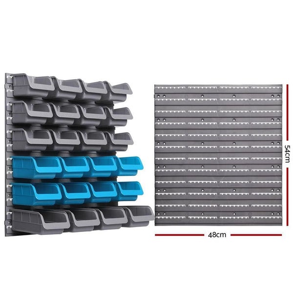 Giantz 88 Parts Wall-mounted Storage Bin Rack Tool Garage Shelving Organiser Box Carousel 2