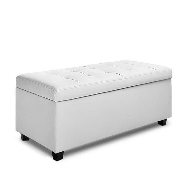 Artiss Large Pu Leather Storage Ottoman - White Carousel 1