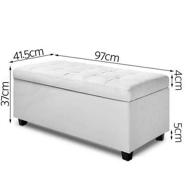 Artiss Large Pu Leather Storage Ottoman - White Carousel 2