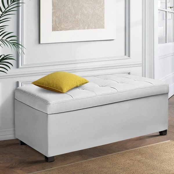 Artiss Large Pu Leather Storage Ottoman - White Carousel 7