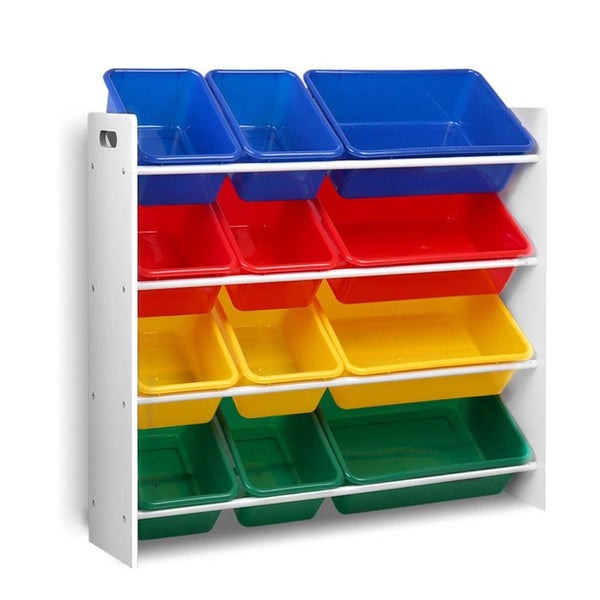 Keezi 12 Plastic Bins Kids Toy Organiser Box Bookshelf Storage Children Rack Carousel 1