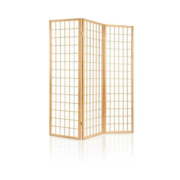 NZ LOCAL STOCK-Artiss 3 Panel Wooden Room Divider - Natural Carousel 1