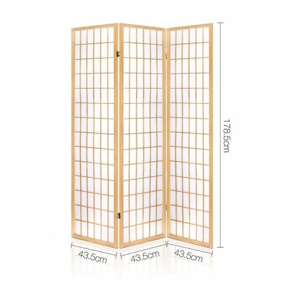 NZ LOCAL STOCK-Artiss 3 Panel Wooden Room Divider - Natural Carousel 2