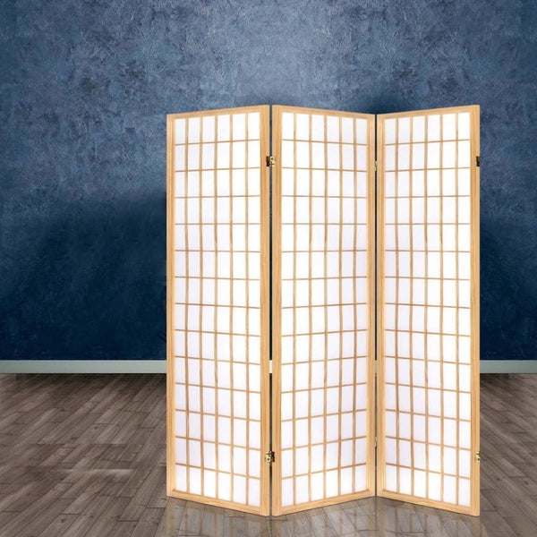 NZ LOCAL STOCK-Artiss 3 Panel Wooden Room Divider - Natural Carousel 7