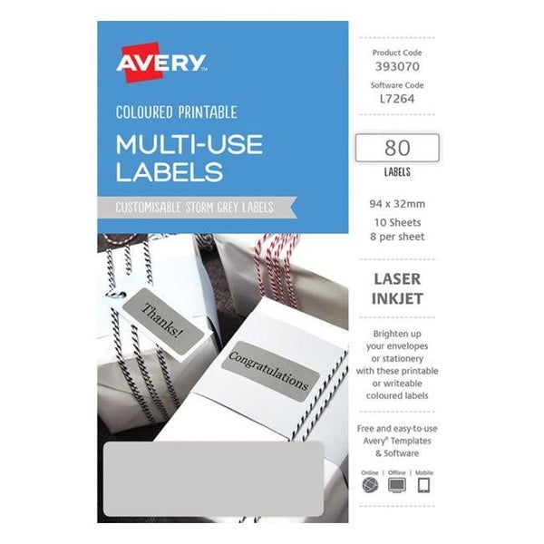 Avery Labels L7264 Storm Grey 32x94 A5 8 Up Pack 10 Carousel 1