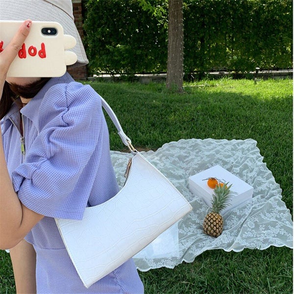 Fashion Vintage Crocodile Stripe Handbag Solid Color Retro Casual Carousel 2