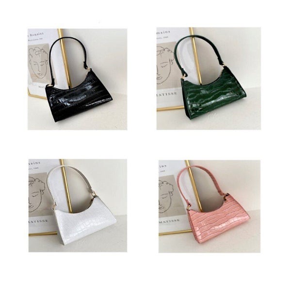 Fashion Vintage Crocodile Stripe Handbag Solid Color Retro Casual Carousel 7