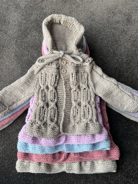 Knitting Pattern, Snug Me Up Hooded Jacket, Sizes 0-24 months Carousel 1