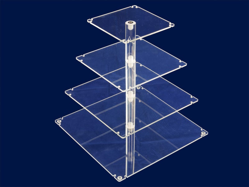 4 Tier Cake Stand - Clear Acrylic - 30cm x 30cm Base Carousel 1