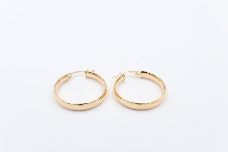 9ct Gold rounded side Hoops 200BC455-99 Carousel 1