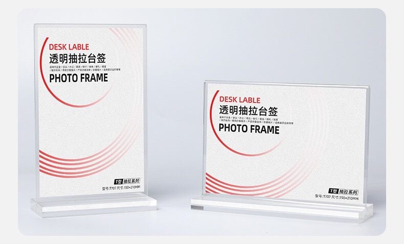Clear Acrylic Sign Holder A4 Table Sign Holder T Shaped Desktop Stand menu Carousel 1
