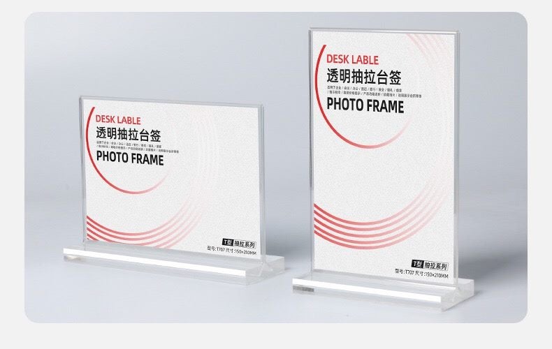 Clear Acrylic Sign Holder A4 Table Sign Holder T Shaped Desktop Stand menu Carousel 3