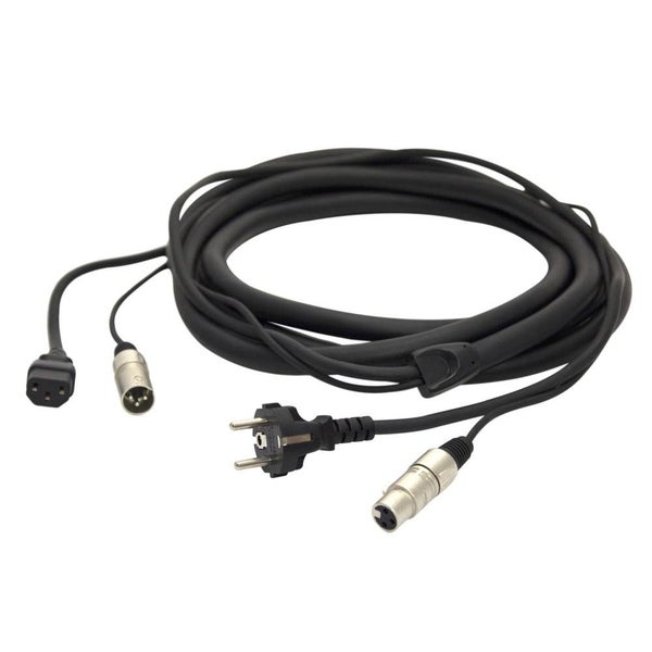 PH080LU15 :: Proel 10A Mains Lead+DMX Cable FIEC+MXLR > NZ TAPON+FXLR 15m Carousel 1