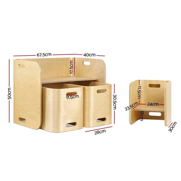 Keezi 3 Pc Nordic Kids Table Chair Set Beige Desk Activity Compact Children Kids Carousel 2