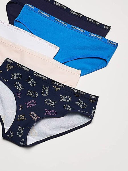 Calvin Klein Girls' Underwear Cotton Bikini Briefs Panty, 5 Pack - French Blu... Carousel 2