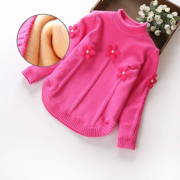 Ins New Winter Girls Fashion Sweaters Winter Thick Fleece Pullover Carousel 1