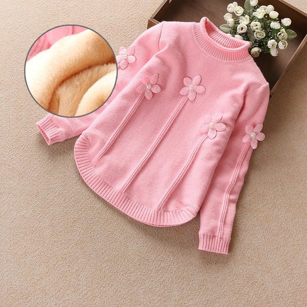 Ins New Winter Girls Fashion Sweaters Winter Thick Fleece Pullover Carousel 2