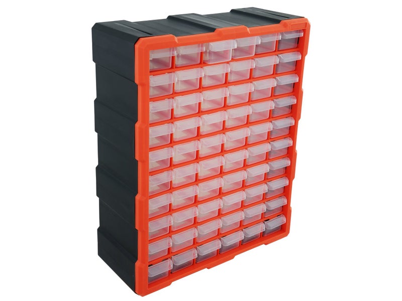 60 Drawer Workshop Tool Storage Bin Chest - Freestanding or Wall Mounted Cabinet Carousel 1